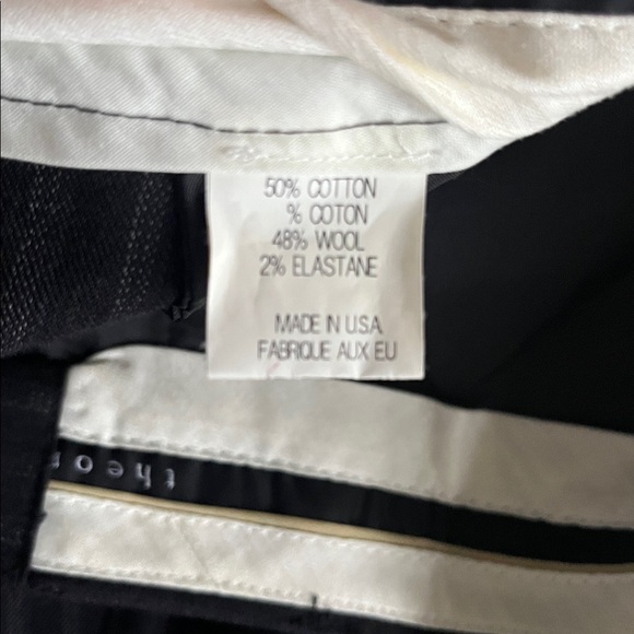 Theory Vintage Y2K Navy Blue Wool Pinstriped flared pants - Picture 4 of 8